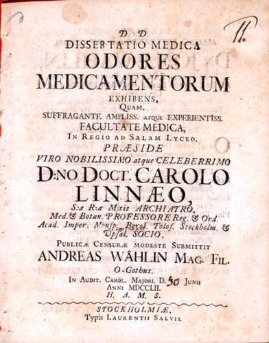 ... Odores Medicamentorum exhibens, ... cover