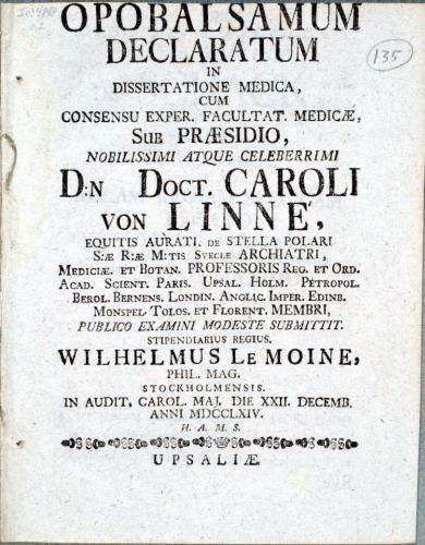 Opobalsamum declaratum ... cover