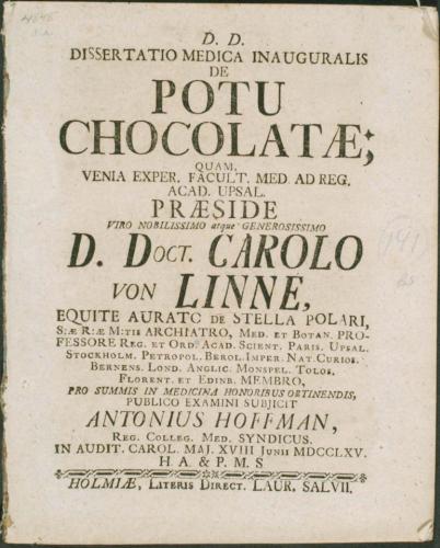 ... de Potu Chocolatae, ... cover